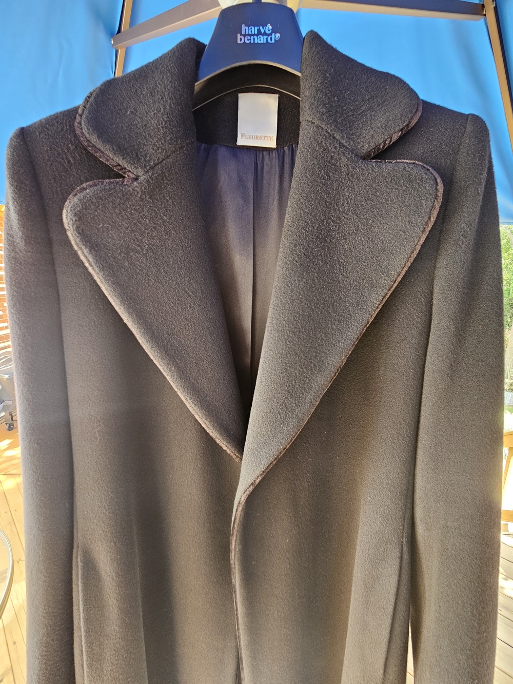 Sophisticated Black Belted Full Length Lambswool Trench Coat - Picture 9 of 9